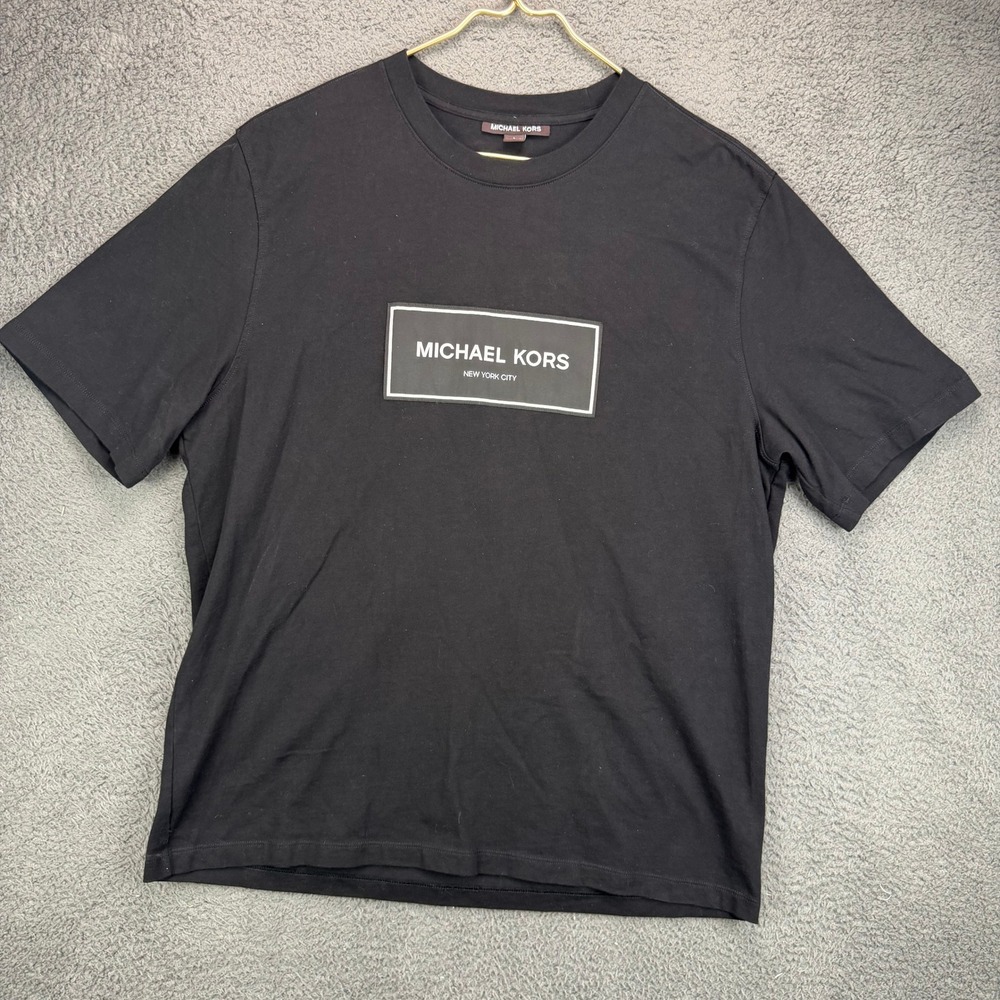Michael Kors Mens Black Box Logo Graphic T-Shirt Size L New York City NYC